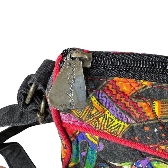 Vintage Laurel Burch Angel Cat Crossbody Purse Quilted Fabric Bag Cat Lover - Picture 3 of 9